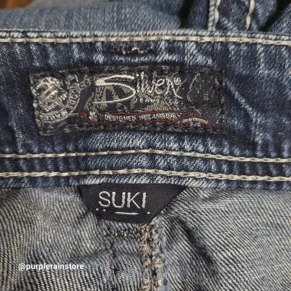 Silver Jeans 24 Suki Straight High Rise Tummy Control Embellished Thick Stitch - Picture 5 of 14